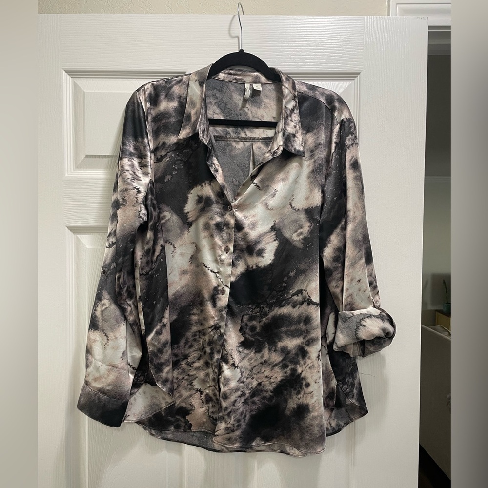 Marble Grey and Cream Silky Shirt